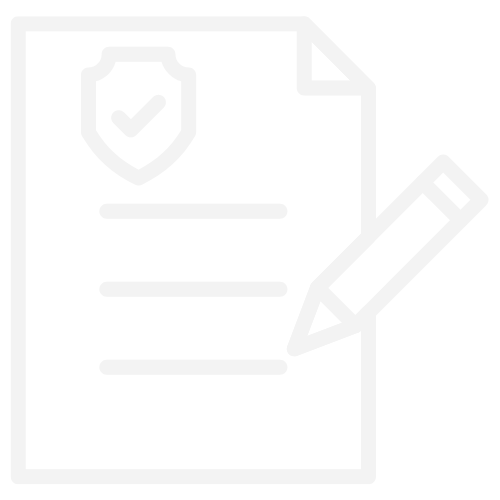 Zettel mit Haken und schreibenden Stift darauf Icon