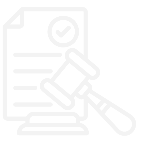 Rechtliches Dokument mit Hammer Icon