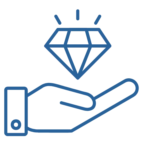 Hand mit Diamant darüber Icon